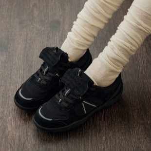 首尔的米家OTZShoes 女鞋Suede Flap黑色翻皮系带运动鞋休闲鞋