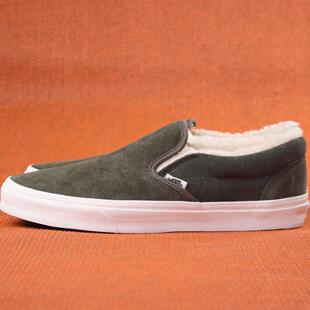 首尔的米家VANS 男鞋SLIP ON绿色翻皮加绒牛筋底休闲滑板鞋运动鞋