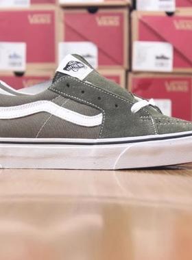 首尔的米家VANS 男鞋女鞋SK8 LOW军绿色翻皮拼帆布运动鞋滑板鞋