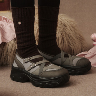 首尔的米家OTZShoes 女鞋LOMITA PLATFORM灰黑松糕绑带休闲鞋