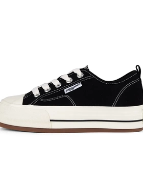 首尔的米家POSEGANCH！松糕底增高！MUSUBI黑色帆布鞋休闲鞋