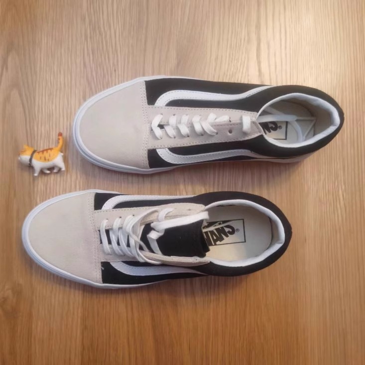首尔的米家VANS女鞋OLD SKOOL卡其黑帆布翻皮休闲滑板鞋运动鞋