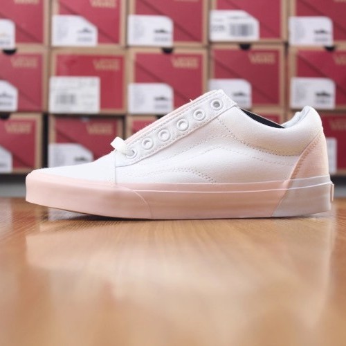 首尔的米家VANS 女鞋OLD SKOOL白粉色帆布牛筋底休闲滑板鞋运动鞋