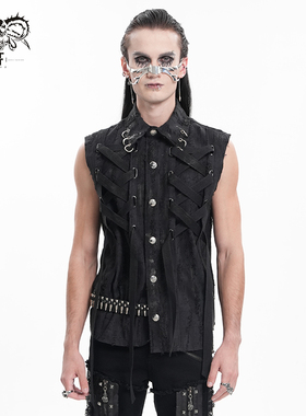 小破亚文化 devil fashion恶魔时尚原创男装朋克破条马甲无袖衬衫