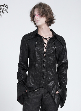小破亚文化 devil fashion恶魔时尚男装复古哥特绑绳尖角长袖衬衫