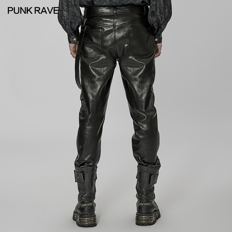 작은 깨진 하위 문화 PUNK RAVE PR 펑크 상태 오리지널 남성 록 바이커 파티 데일리 가죽 바지
