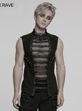 小破亚文化 PUNK RAVE pr朋克状态男装 赛博朋克视觉个性网布背心