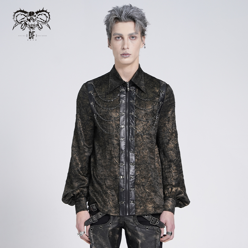 devilfashion哥特烫金折痕衬衫