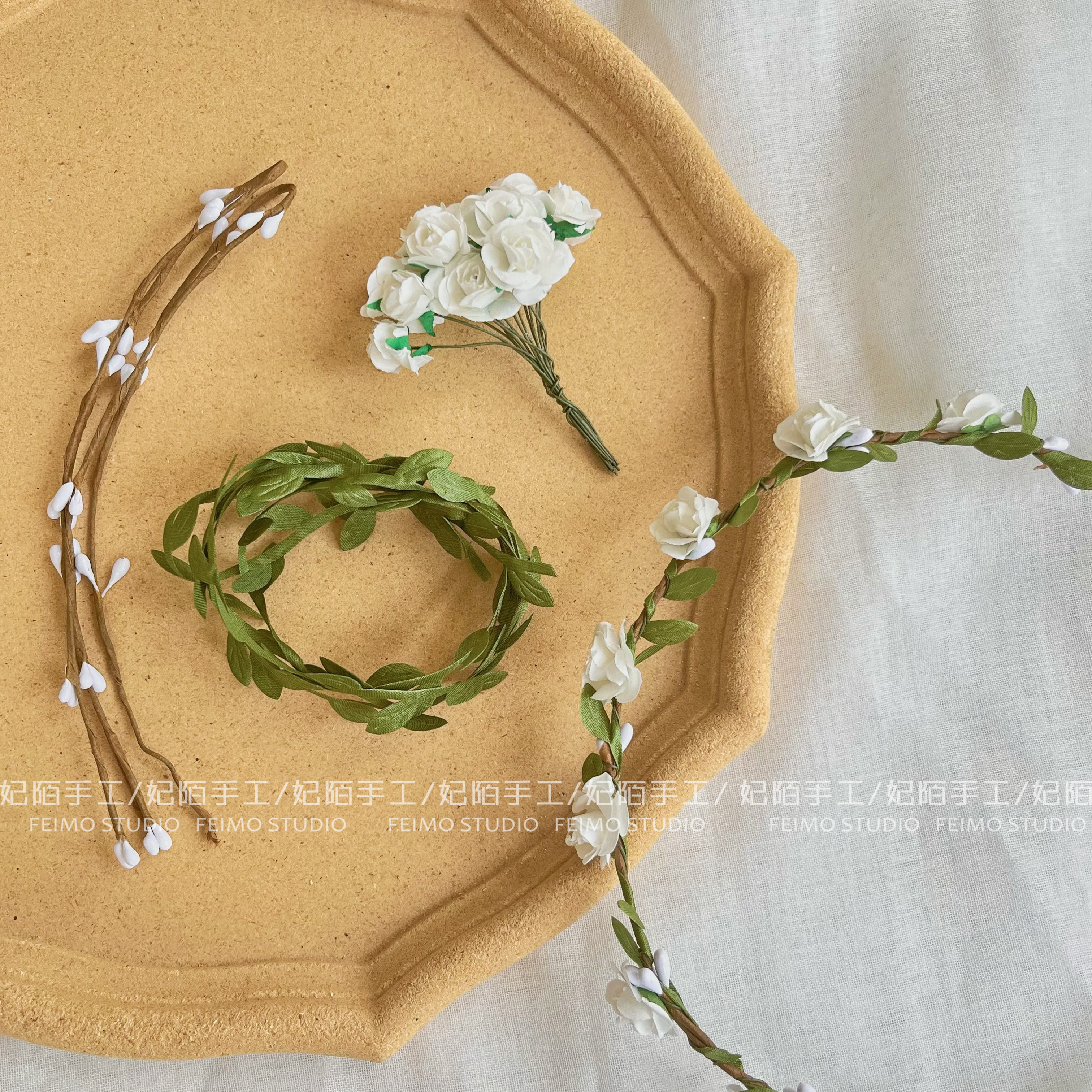 新品包邮森系仙女头环茉莉花花环手工自制diy材料包演出儿童发饰