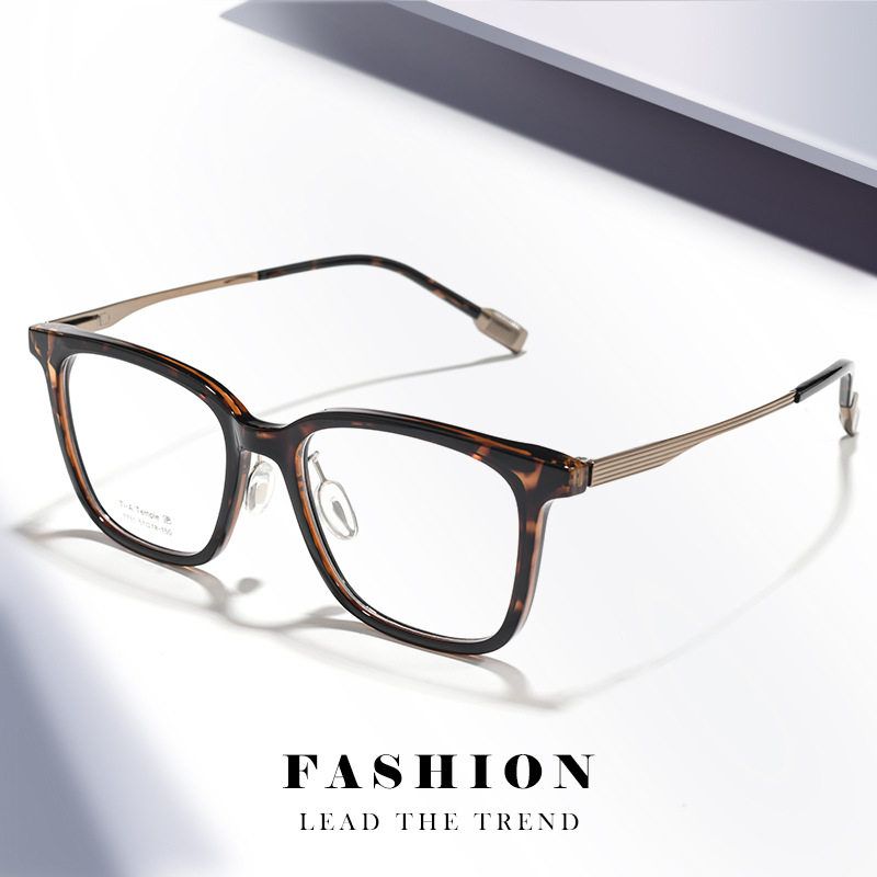新款玳瑁框素颜大框复古方形眼镜架超轻纯钛近视眼镜丹阳工厂店