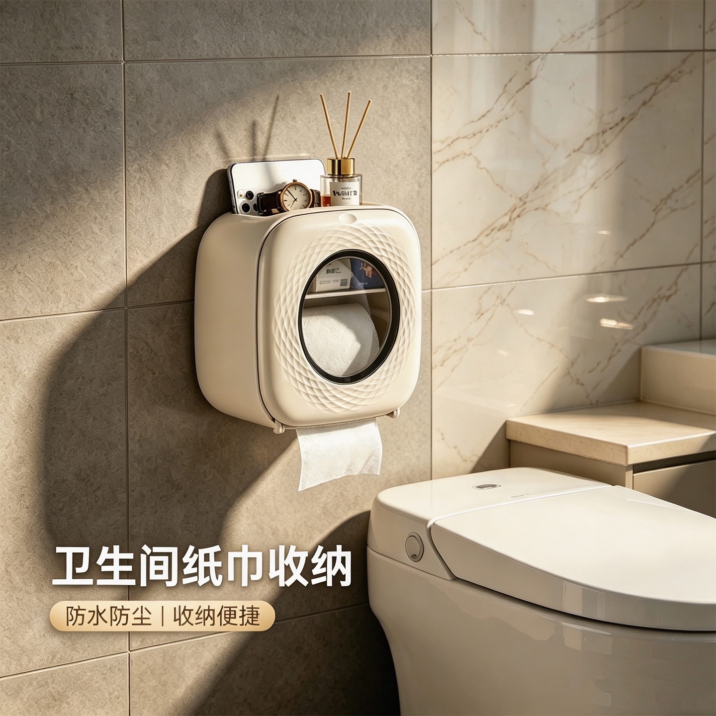 卫生间防水防尘壁挂厕纸盒图片
