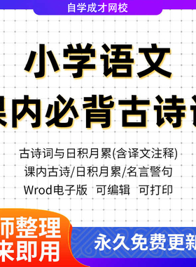 123456整理一年级小学语文日积月累必背人教版电子版课内古诗词