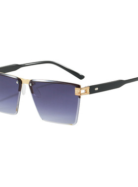 跨境欧美货源新款无框切边墨镜高级感防紫外线太阳镜男女多边形