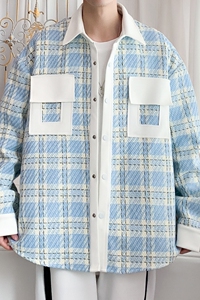 2024秋装新款 拼接小香风复合早秋男士大码夹克外套 23239 P75图片