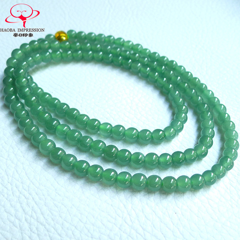 豪8印象手镯之家Z26039Z343翡翠项链天然缅甸冰种晴水绿佛珠手串