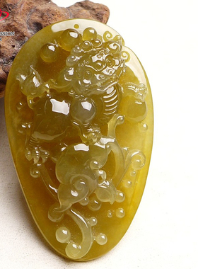 豪8印象手镯之家Z262000Z107翡翠麒麟如意吊坠冰种冰黄翡玉挂件