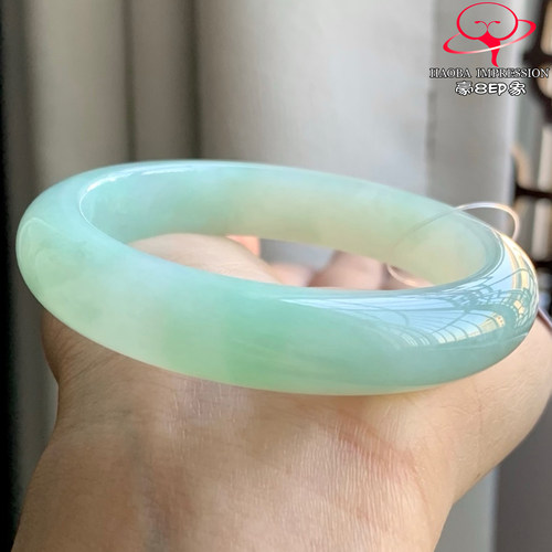 豪8印象W26480W272翡翠手镯圈口52.9天然冰种晴绿缅甸玉手镯a货