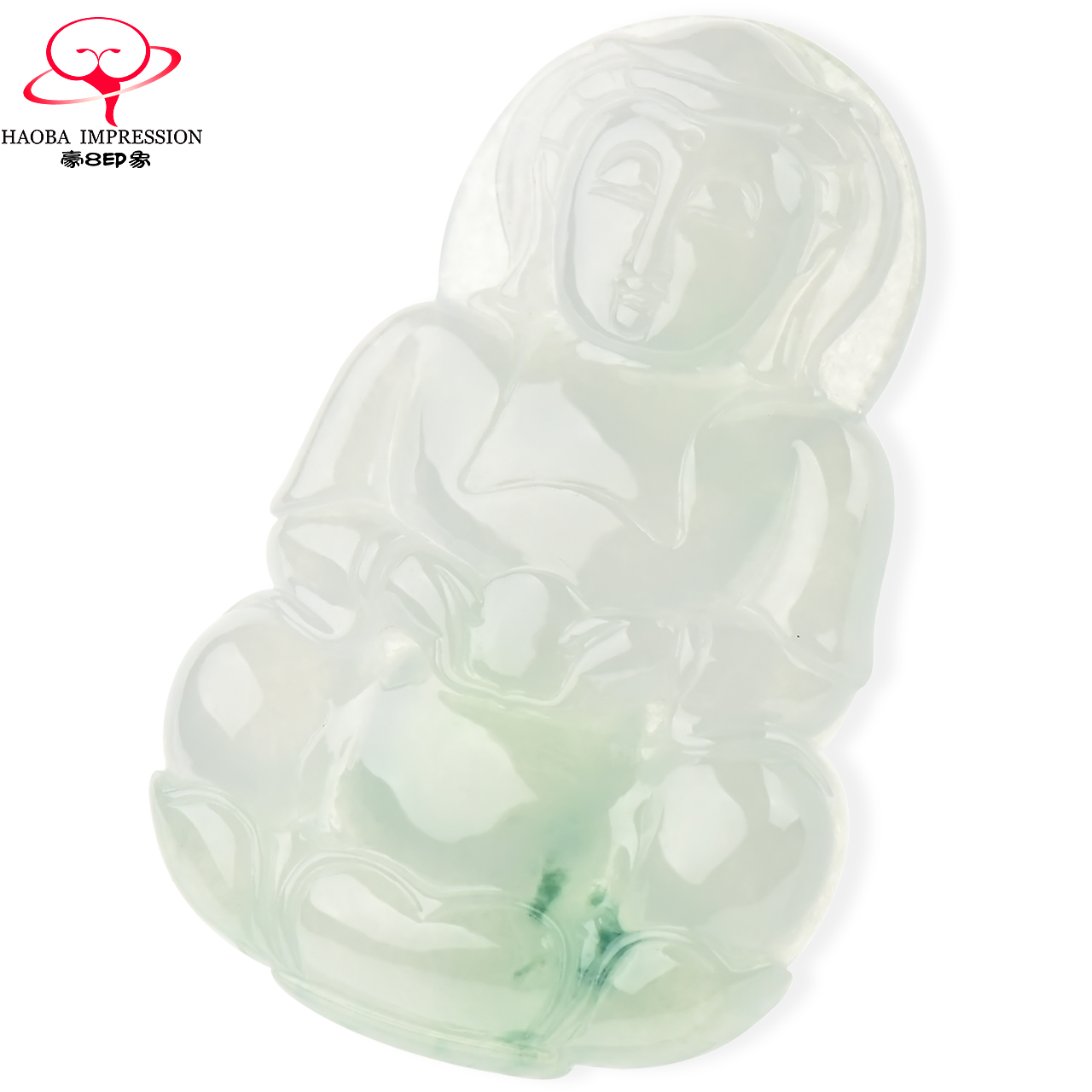 豪8印象X954天然翡翠观音玉吊坠挂件男款冰种飘花缅甸玉石a货珠宝
