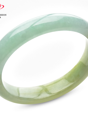 豪8印象P26018P497翡翠贵妃手镯圈口55.3mm冰糯种果绿带黄翡玉镯