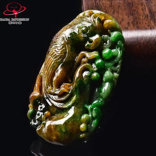 豪8印象·手镯之家M229翡翠鹦鹉吊坠天然缅甸a货黄加绿玉挂件