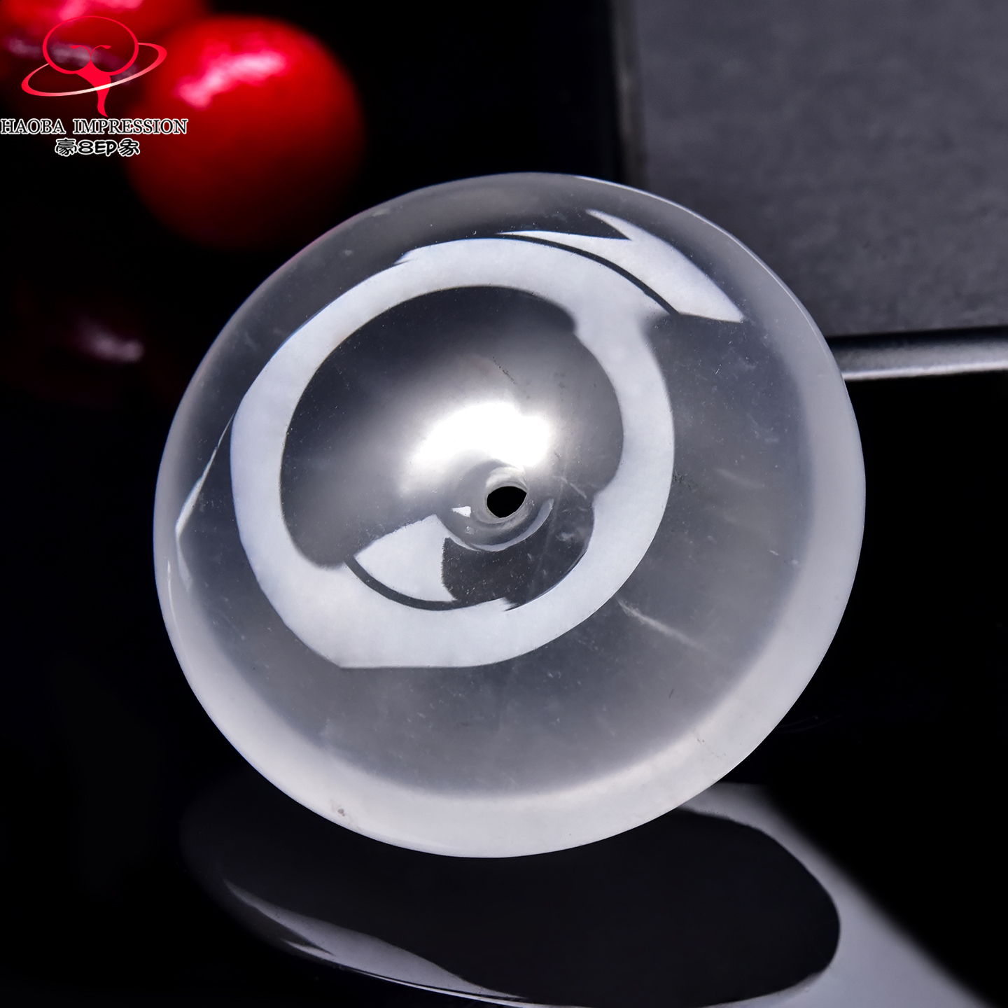 豪8印象翡王妃F25009F202非洲翠平安扣吊坠天然极光白平安环挂件