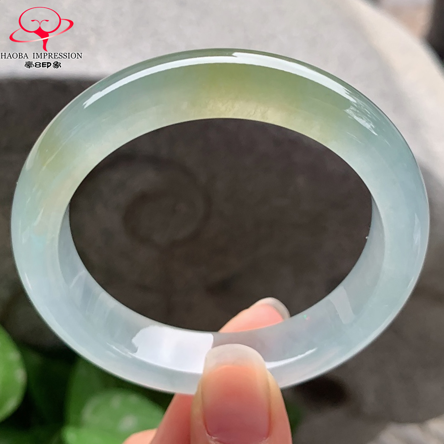豪8印象V263翡翠手镯圈口55.5天然高冰种冰黄翡缅甸珠宝玉石手镯