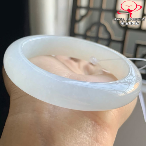 豪8印象W26800W207翡翠手镯圈口53天然冰种白月光缅甸玉手镯a货