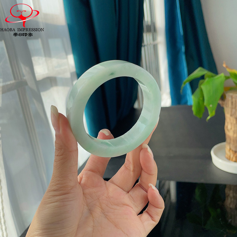 豪8印象珠宝翡翠手镯之家LY-54-44满果绿镯胚54私人定制带证书