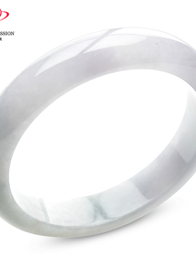 豪8印象手镯之家S325028Y427翡翠手镯圈口53.4mm天然白底浅绿玉镯