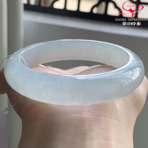 豪8印象W261000W194翡翠手镯圈口54天然冰种白月光缅甸玉手镯a货