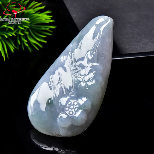 豪8印象手镯之家G26070G232翡翠年年有鱼吊坠天然缅甸绿飘花挂件