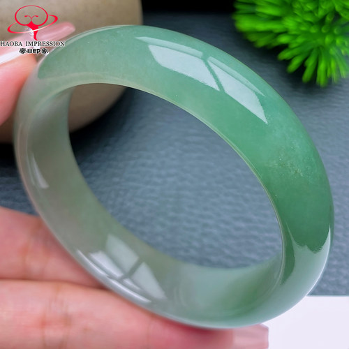 豪8印象X26360X929翡翠手镯圈口58.2天然冰种湖水绿缅甸玉镯70g