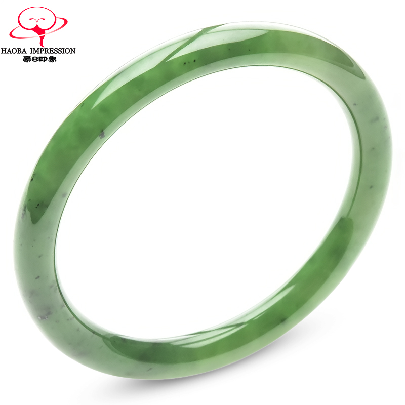 豪8印象·手镯之家T1-285和田碧玉手镯圈口55.0mm菠菜绿圆条玉镯