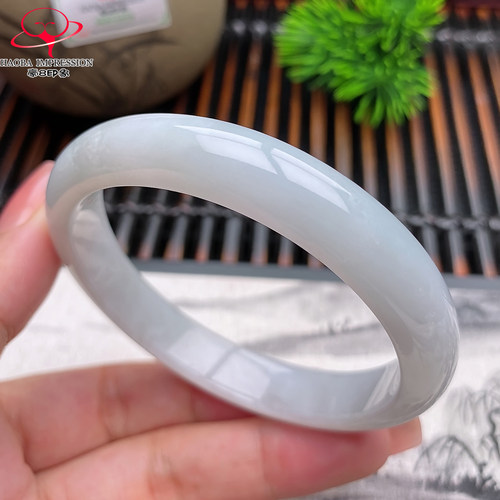 豪8印象X26100X254翡翠手镯圈口57.8mm天然冰糯种白月光缅甸玉镯