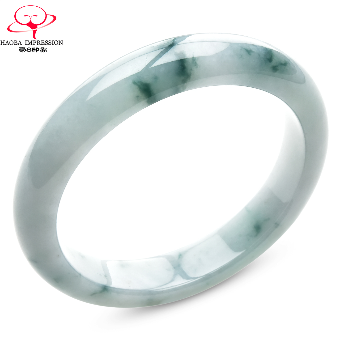 豪8印象手镯之家S1225128Y122翡翠手镯圈口58.2mm缅甸绿飘花玉镯