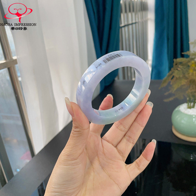 豪8印象珠宝翡翠手镯之家LY-B54-17春彩镯坯56定制带证书