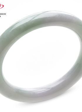 豪8印象C26018C292翡翠圆条手镯圈口54.9mm冰糯种白底带绿玉镯