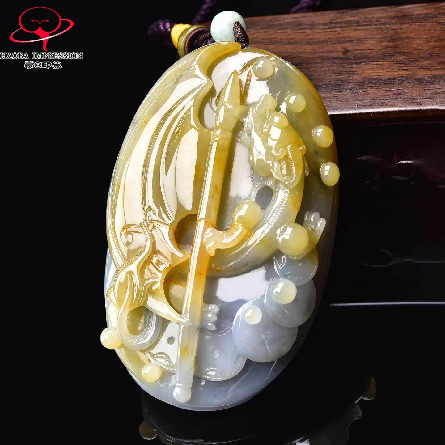 豪8印象·手镯之家M432翡翠把件缅甸a货玉石飘蓝花粉紫黄翡玉把玩