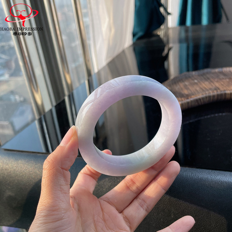 豪8印象珠宝翡翠手镯之家YJ-3012-15春彩手镯胚56私人定制带证书