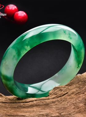 豪8印象翡王妃F525048F119非洲翠手镯圈口54.8mm冰种绿飘花玉手镯