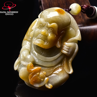 豪8印象·手镯之家M232翡翠罗汉把件天然缅甸a货黄翡玉手玩件