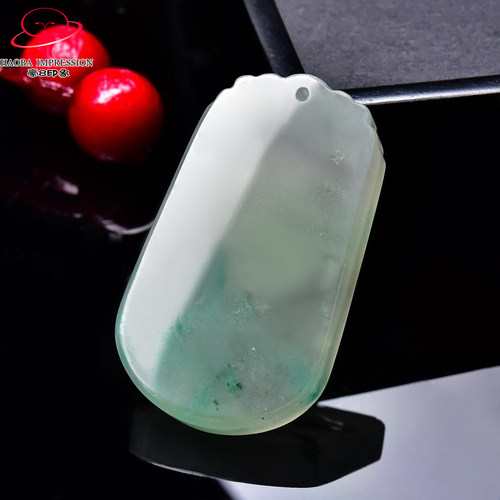 豪8印象翡王妃F25005F287非洲翠无事牌吊坠冰种绿飘花许愿牌挂件