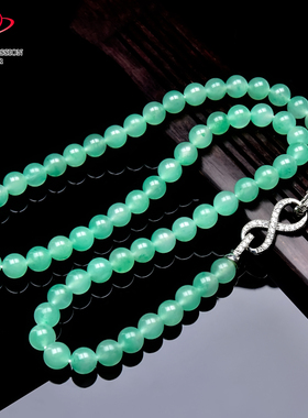 豪8印象翡王妃F25028F122非洲翠项链天然冰种绿飘花玉佛珠