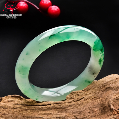 豪8印象翡王妃F825080F109非洲翠手镯圈口59.1mm冰种绿飘花玉手镯