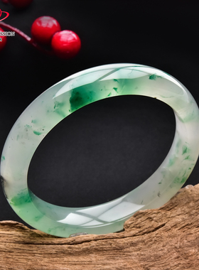 豪8印象翡王妃F525048F104非洲翠手镯圈口61.0mm冰种绿飘花玉手镯