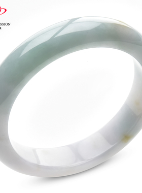 豪8印象手镯之家S225018Y575翡翠手镯圈口52.4mm白底浅绿洒金玉镯