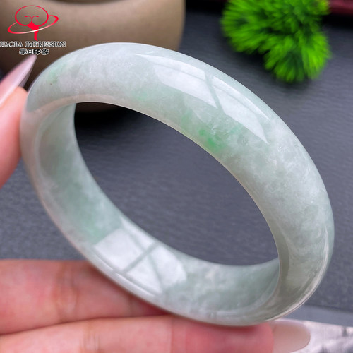 豪8印象X26090X477翡翠手镯圈口58.8天然冰糯种淡绿缅甸玉镯重72g