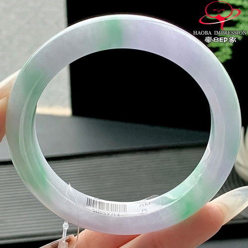 豪8印象P26800P2525翡翠手镯圈口58天然a货冰糯种春彩缅甸玉镯