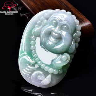 豪8印象·手镯之家M403翡翠弥勒佛把玩天然缅甸淡绿玉佛公手玩件