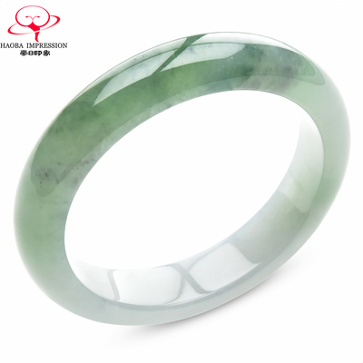 豪8印象手镯之家S2825280Y107翡翠手镯圈口52.6mm天然绿飘花玉镯